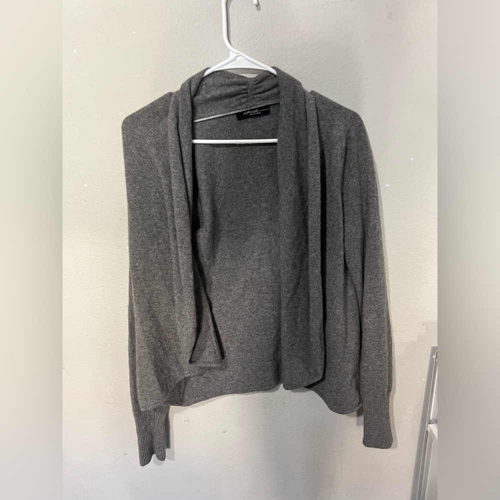 Saks Fifth Avenue‎ Womens SMALL 100% Cashmere Gray Sweater Open Cardigan